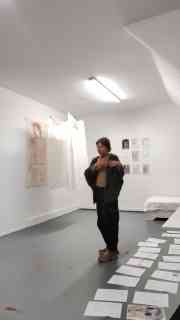 Introduction to the work at the Open Studio Event as part of Yevheniia Kriuk's residency. Photo: KH Bremen