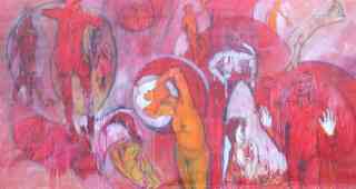 *Circles / Kreise*, 1995, 300 x 150 cm, Acryl auf Leinwand