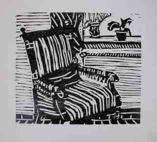 *Sessel*, 1997, 30 x 40 cm, woodcut on cardboard