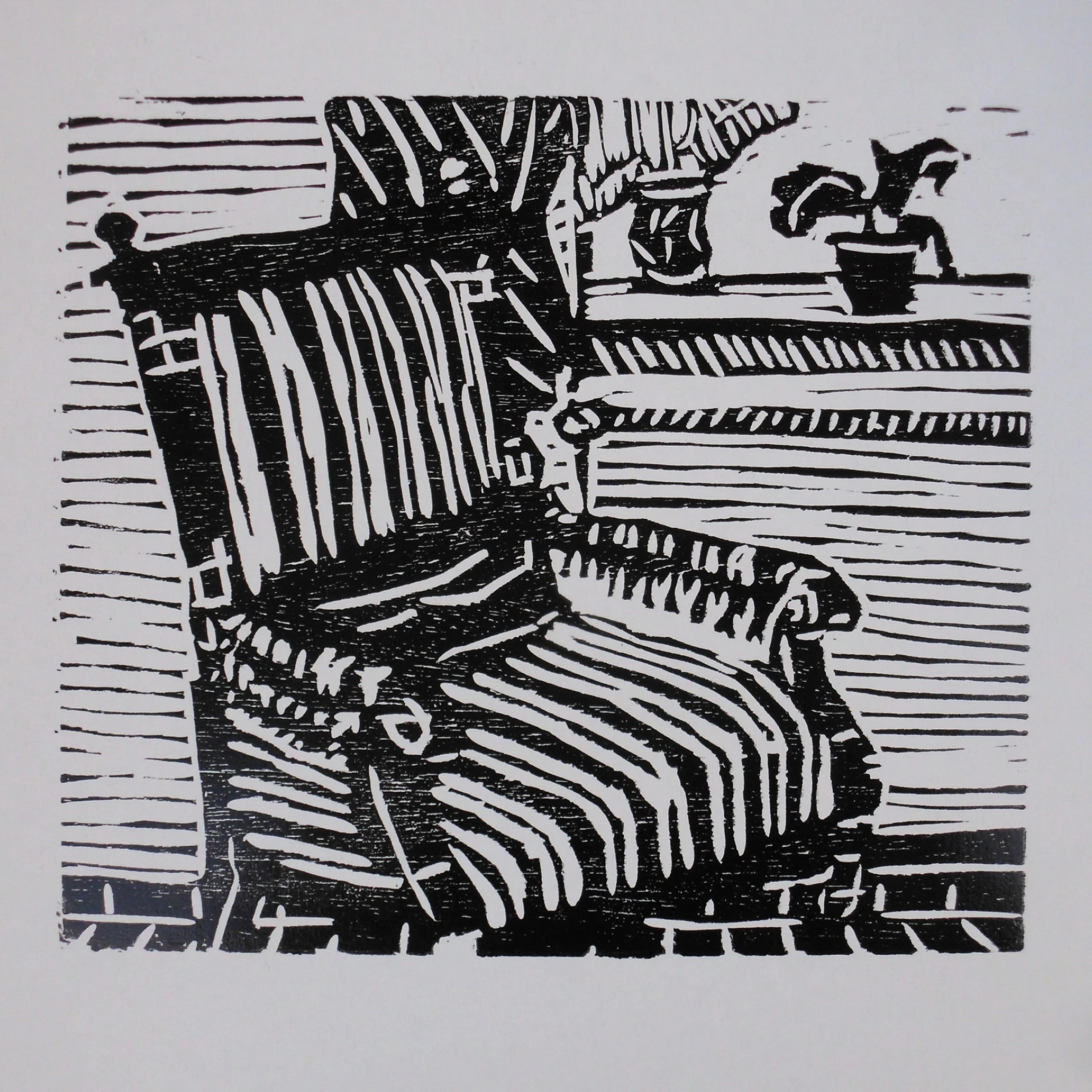 *Sessel*, 1997, 30 x 40 cm, woodcut on cardboard