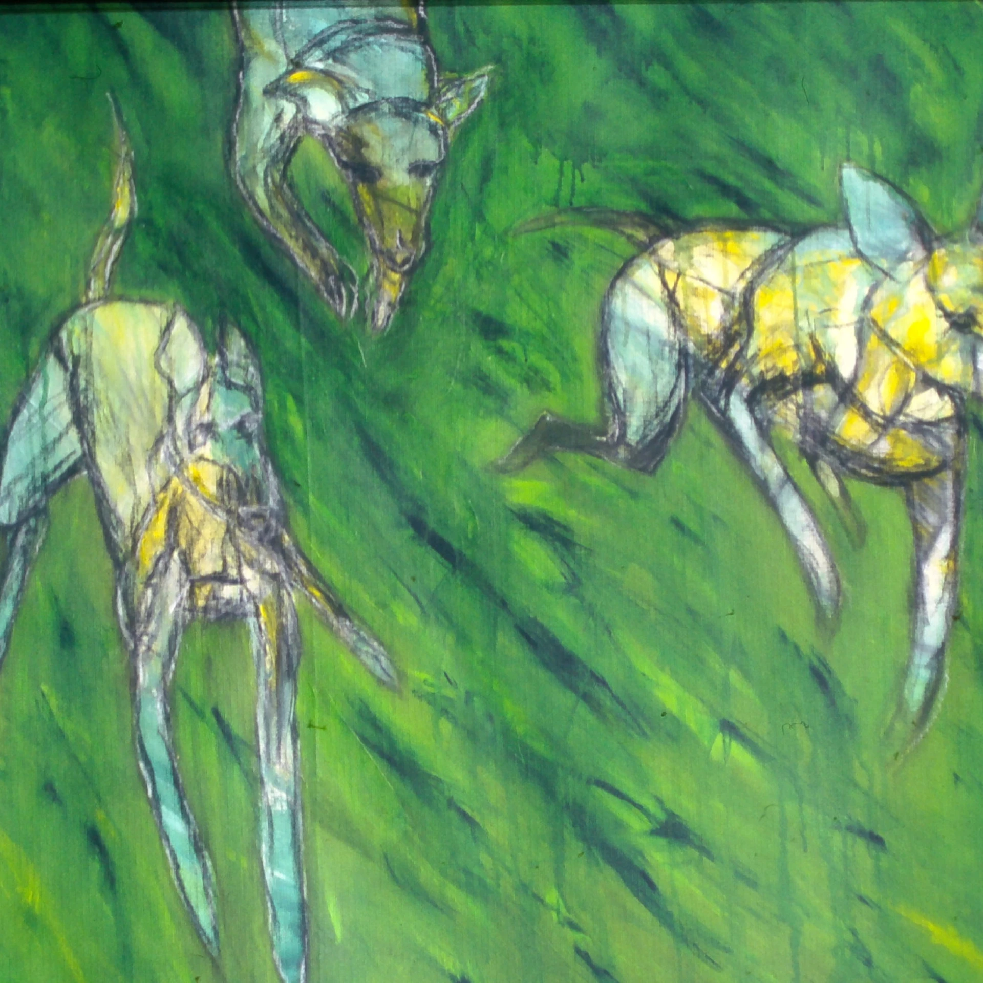 *Hunderennen*, 1995, 125 x 105 cm, acrylic on canvas