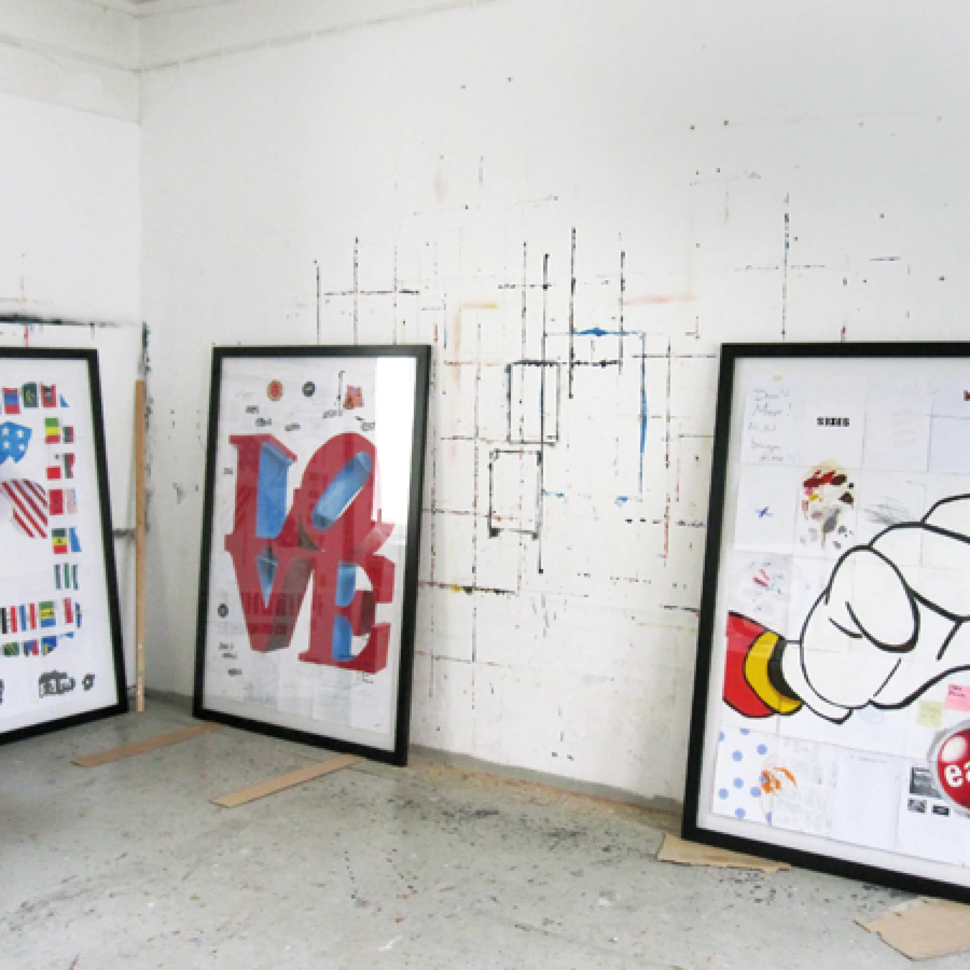 Atelieransicht, 2012, oil and pencils on paper, 150 x 105 cm each