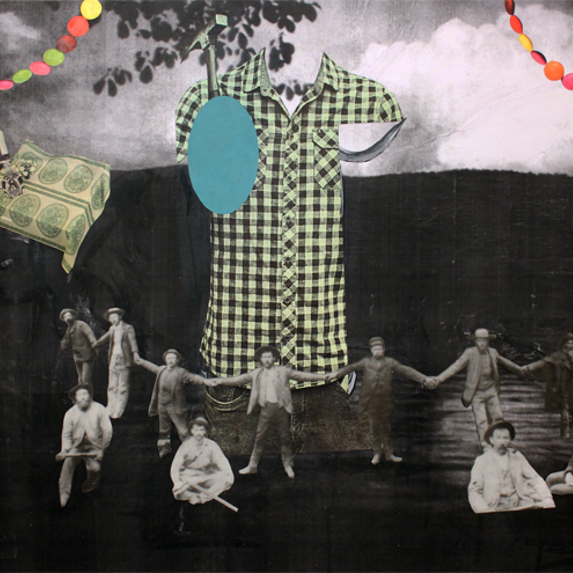 *Lumberjack Party*, 70 x 100, Acryl/ Papier auf Leinwand, 2017