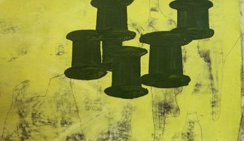 o.T., 2006, Ölfarbe, Graphit und Wachs auf Papier, 29 x 50 cm