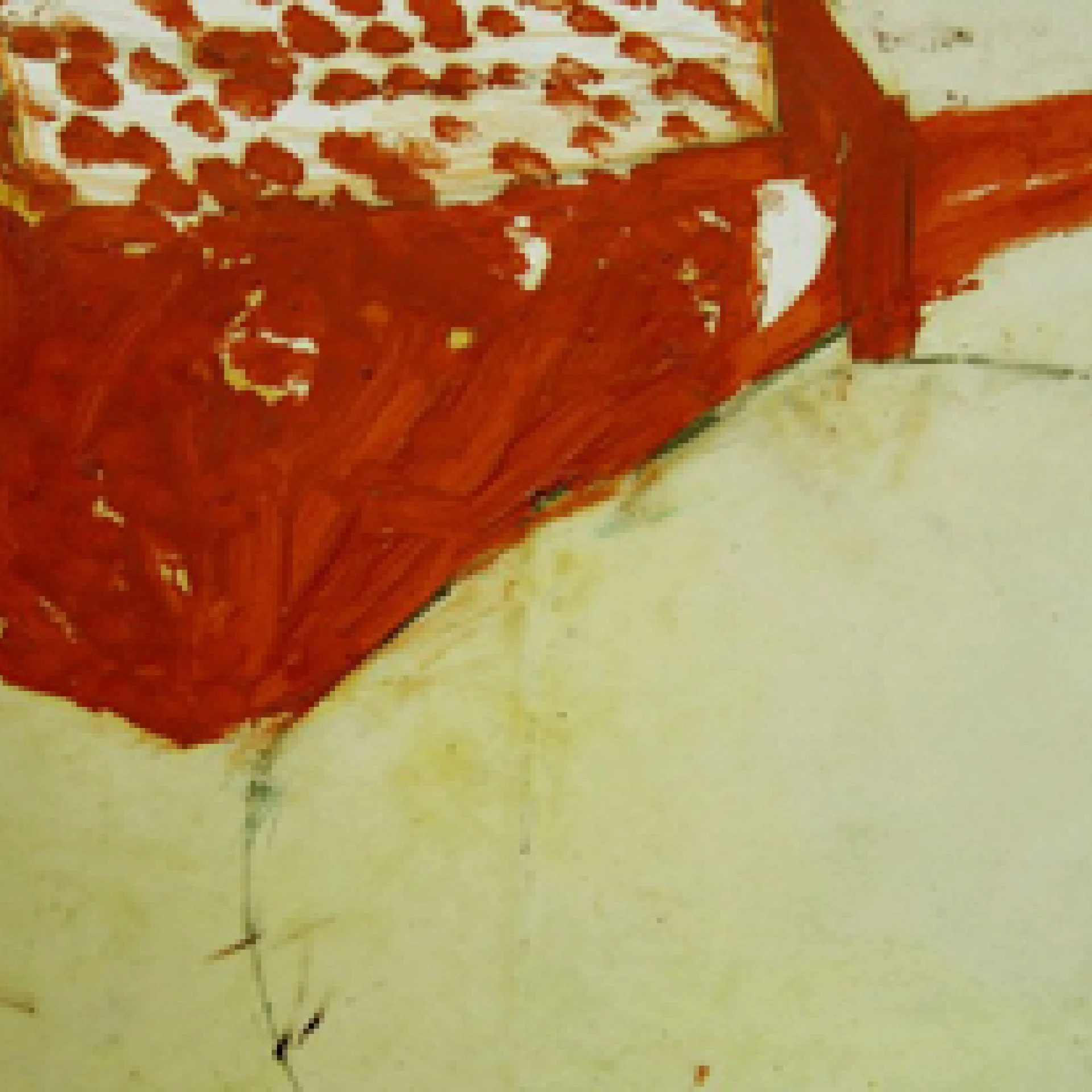 *o.T.*, 2005, oil paint, graphite and wax on paper, 24 x 43 cm