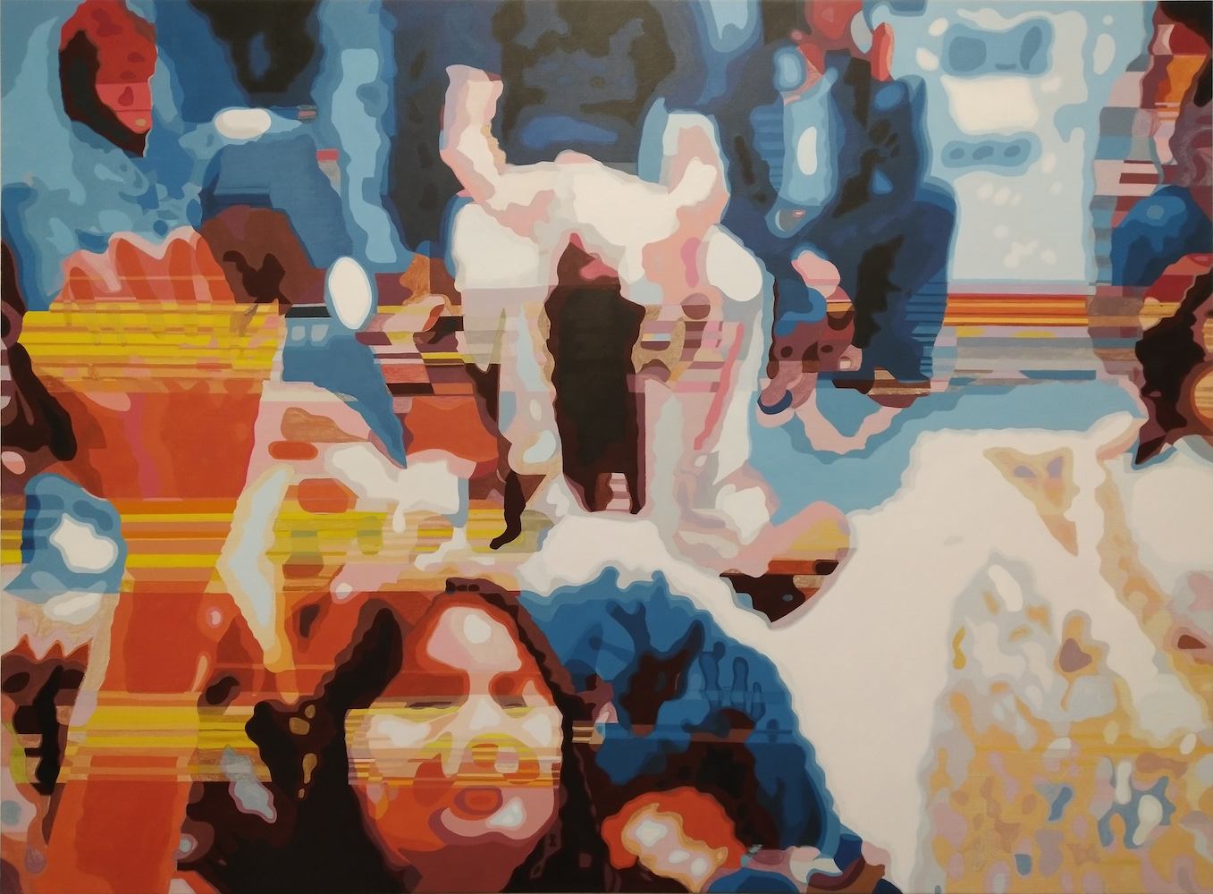 *Die Welt von gestern (irgendwie)*, 2023, 110 x 150 cm, Acryl auf Nessel, Foto: Frank Scheffka, Bremen, © VG Bild Kunst