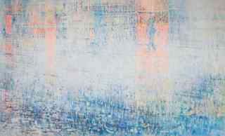 *Rain # 04 // White Noise*, 2010, Acryl und Aquarell auf Leinwand, 200 x 330 cm