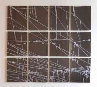 *lines*, 2014, embroidery on canvas, 12 pictures, framed, 30 x 24 cm,  each