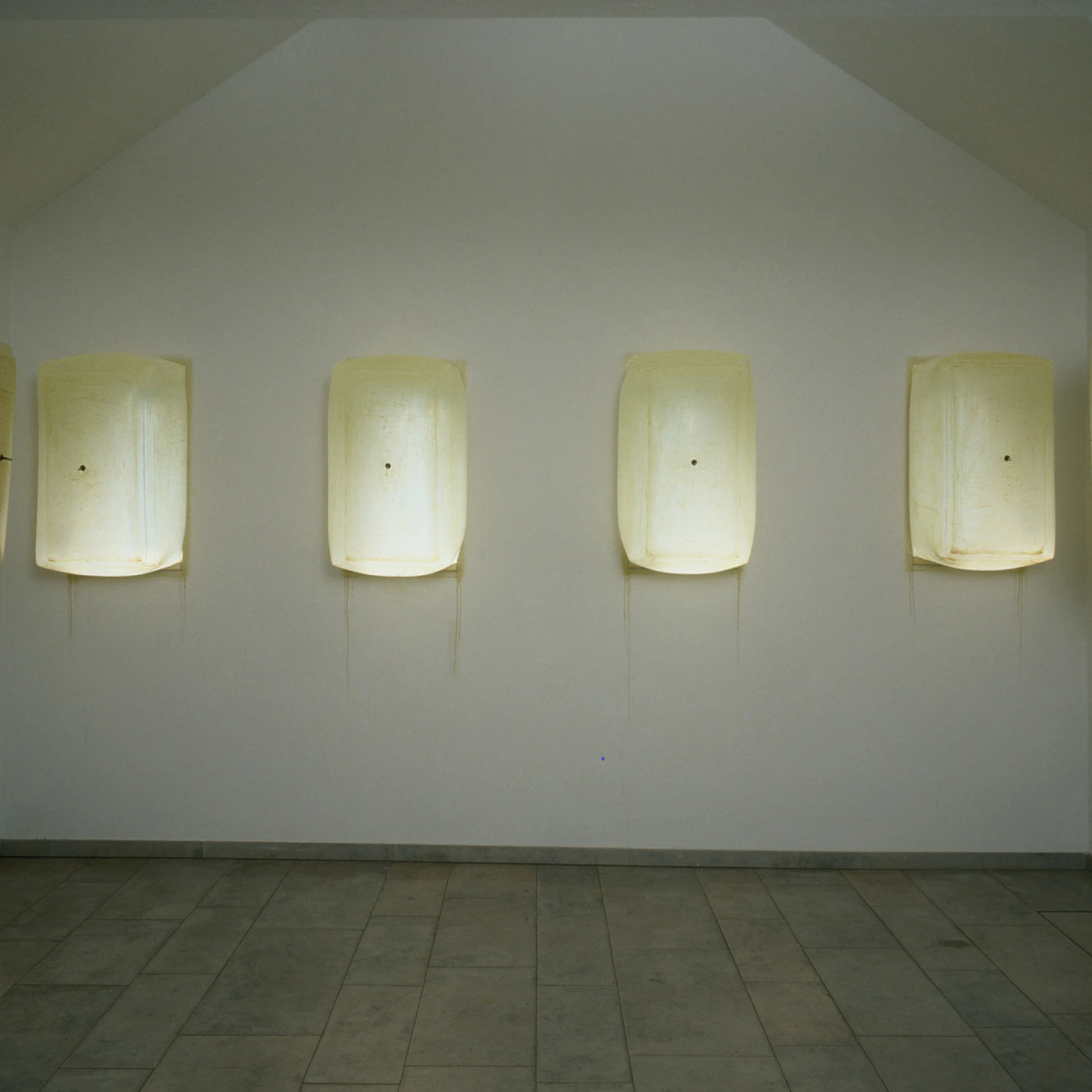 *Gewächshaus*, 1997, 13 window recesses in the pavilion of the Gerhard-Marcks-Haus, coated with latex milk and inflated